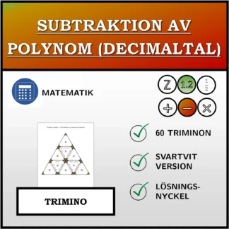 Trimino: Subtraktion av polynom (decimaltal)