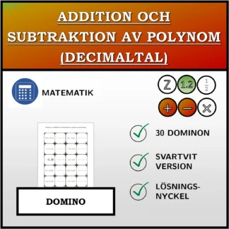 Domino: Addition och subtraktion av polynom (decimaltal)