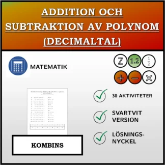 Kombinationsövning: Addition och subtraktion av polynom (decimaltal)