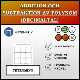 Tetromino: Addition och subtraktion av polynom (decimaltal)