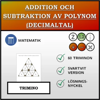 Trimino: Addition och subtraktion av polynom (decimaltal)