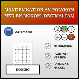 Domino: Multiplikation av polynom med en monom (decimaltal)