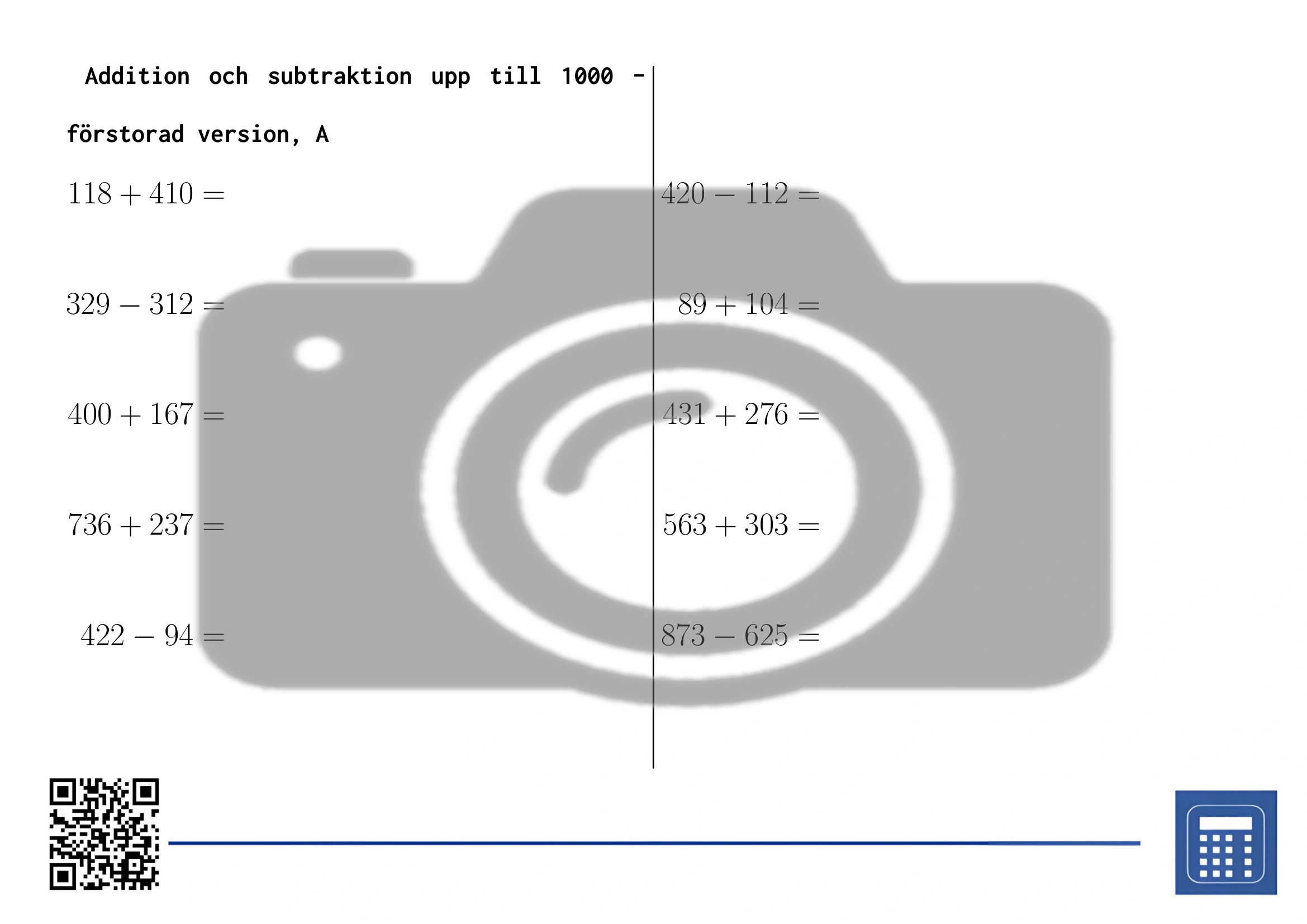 Arbetsblad: Addition och subtraktion upp till 1000 - Bild 3