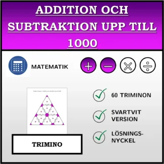 Trimino: Addition och subtraktion upp till 1000