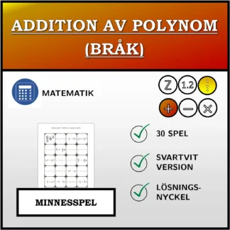 Memoryspel: Addition av polynom (bråk)