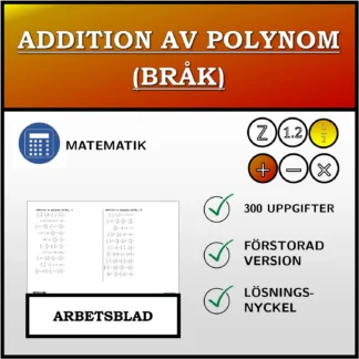 Arbetsblad: Addition av polynom (bråk)
