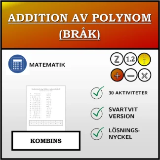 Kombinationsövning: Addition av polynom (bråk)