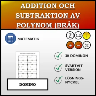 Domino: Addition och subtraktion av polynom (bråk)