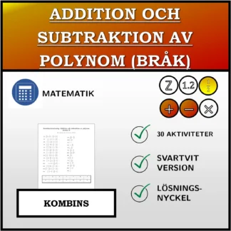 Kombinationsövning: Addition och subtraktion av polynom (bråk)