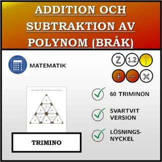 Trimino: Addition och subtraktion av polynom (bråk)
