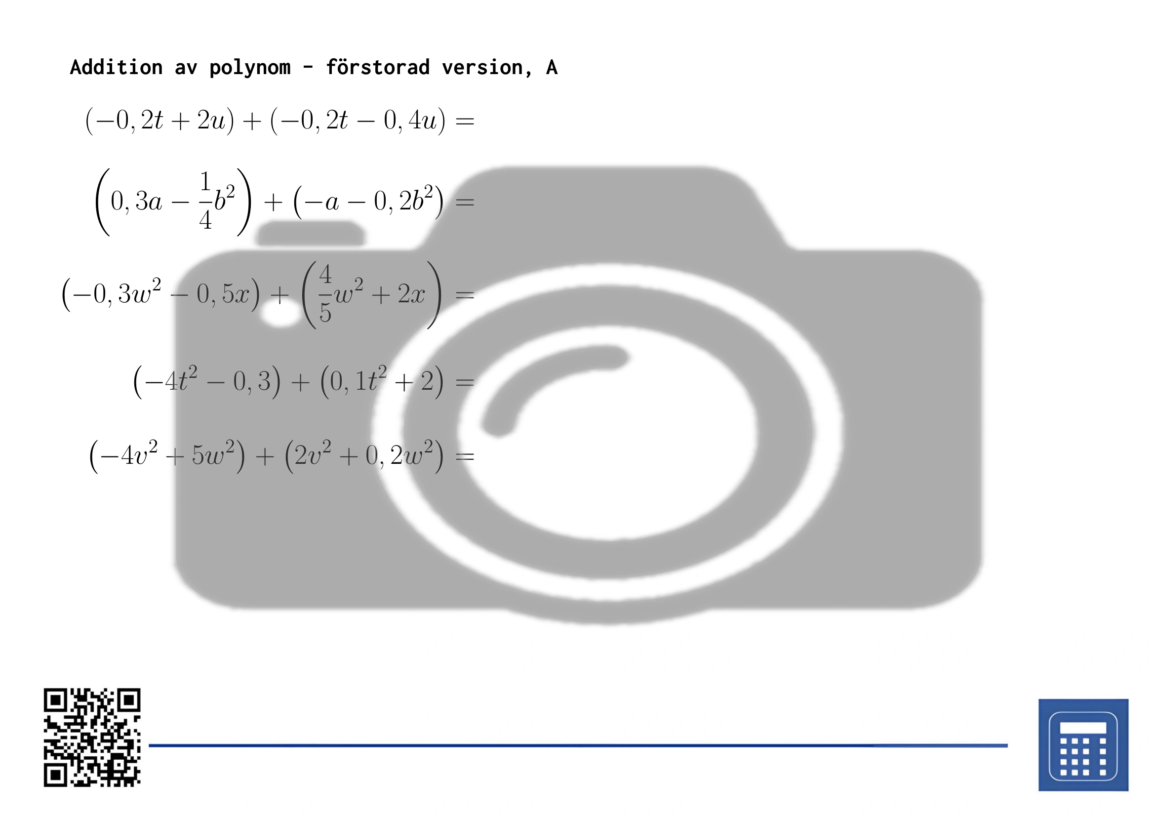Arbetsblad: Addition av polynom - Bild 3