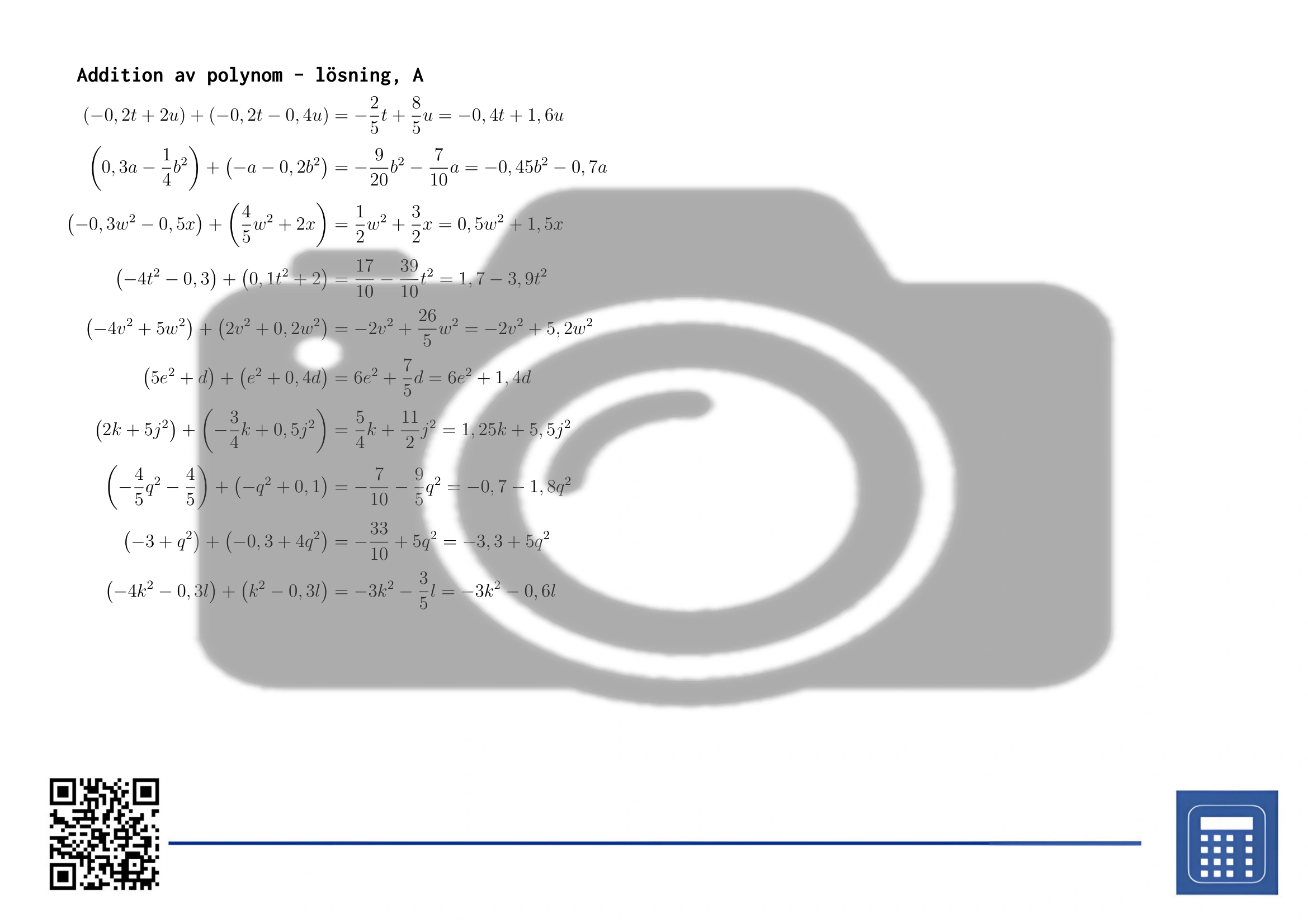 Arbetsblad: Addition av polynom - Bild 4