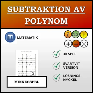 Memoryspel: Subtraktion av polynom