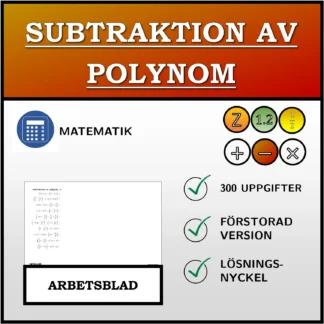 Arbetsblad: Subtraktion av polynom