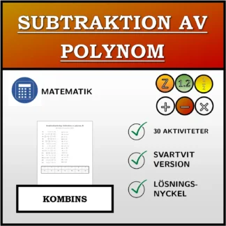 Kombinationsövning: Subtraktion av polynom