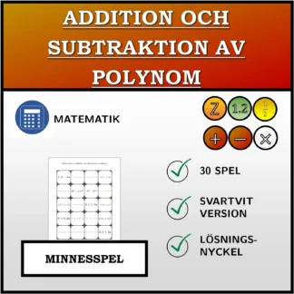 Memoryspel: Addition och subtraktion av polynom