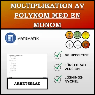 Arbetsblad: Multiplikation av polynom med en monom