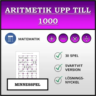 Memoryspel: Aritmetik upp till 1000