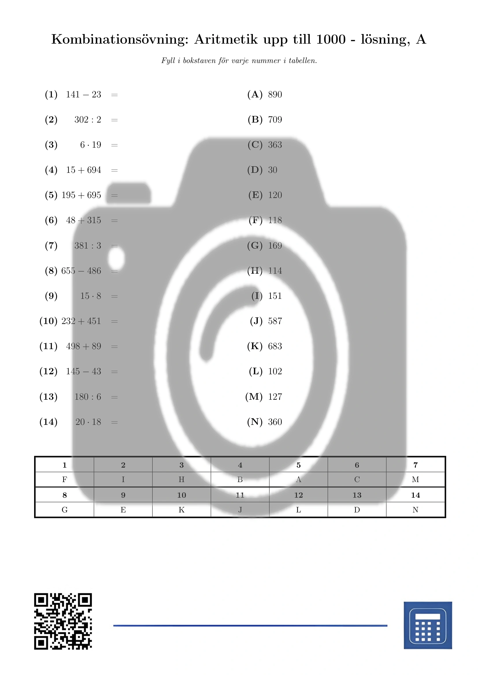 Kombinationsövning: Aritmetik upp till 1000 - Bild 3