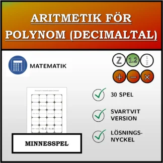 Memoryspel: Aritmetik för polynom (decimaltal)