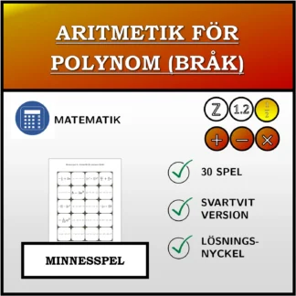 Memoryspel: Aritmetik för polynom (bråk)