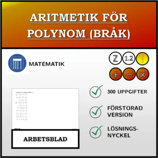 Arbetsblad: Aritmetik för polynom (bråk)
