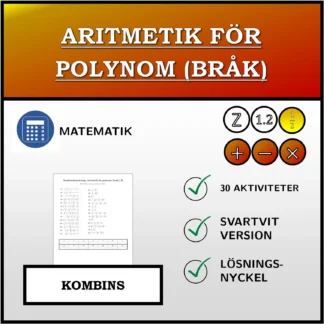 Kombinationsövning: Aritmetik för polynom (bråk)