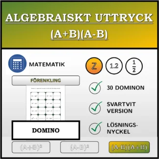 Domino: Algebraiskt uttryck (A+B)(A-B), förenkling (heltal)