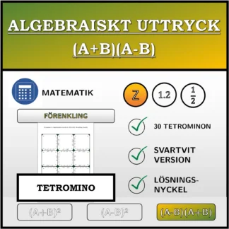 Tetromino: Algebraiskt uttryck (A+B)(A-B), förenkling (heltal)