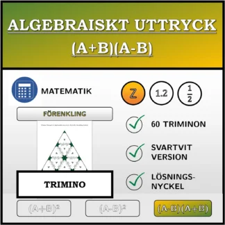 Trimino: Algebraiskt uttryck (A+B)(A-B), förenkling (heltal)