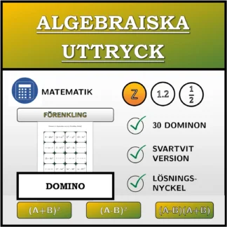 Domino: Algebraiska uttryck, förenkling (heltal)