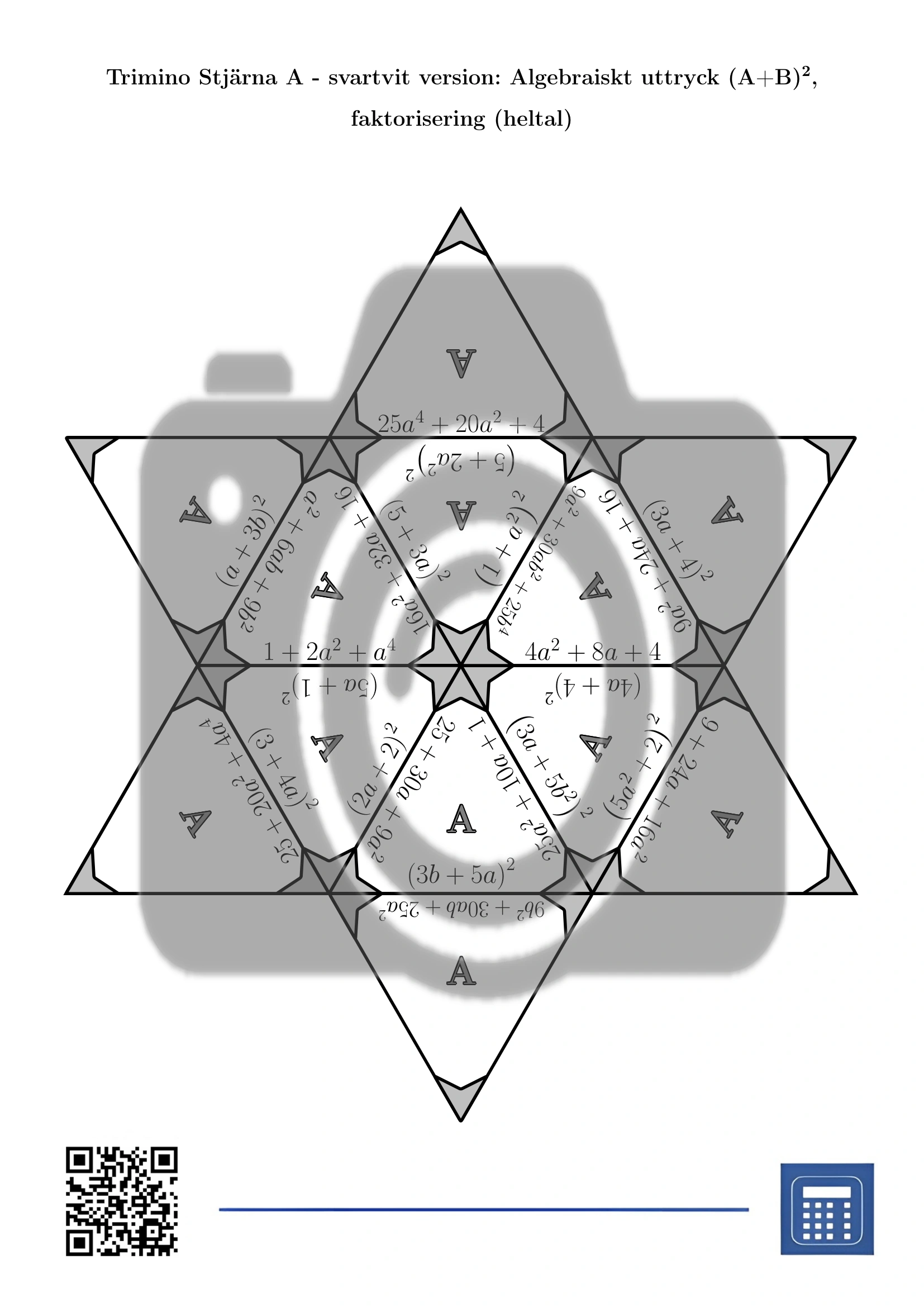 Trimino: Algebraiskt uttryck (A+B)², faktorisering (heltal) - Bild 5