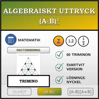 Trimino: Algebraiskt uttryck (A-B)², faktorisering (heltal)
