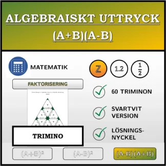 Trimino: Algebraiskt uttryck (A+B)(A-B), faktorisering (heltal)