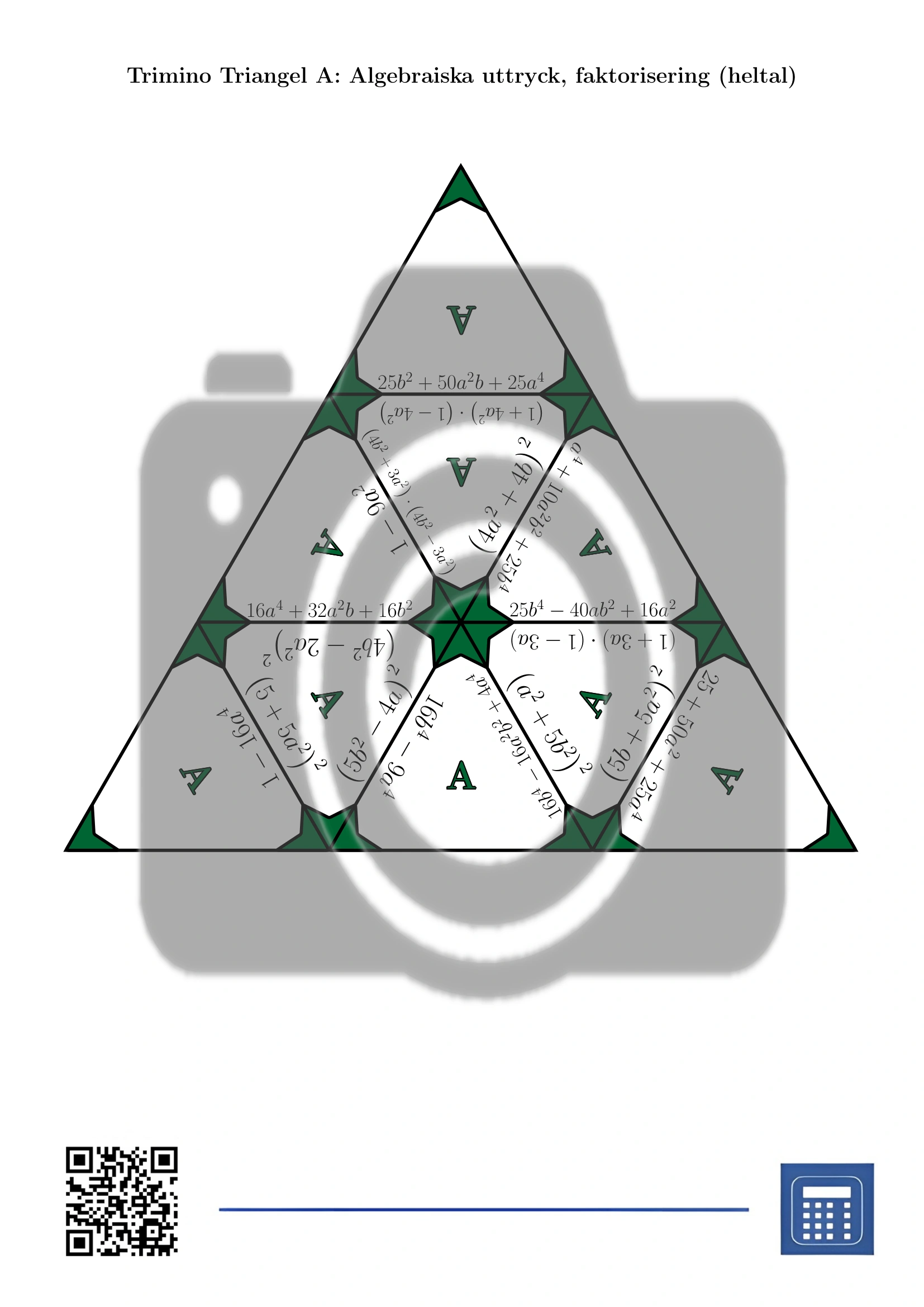 Trimino: Algebraiska uttryck, faktorisering (heltal) - Bild 2