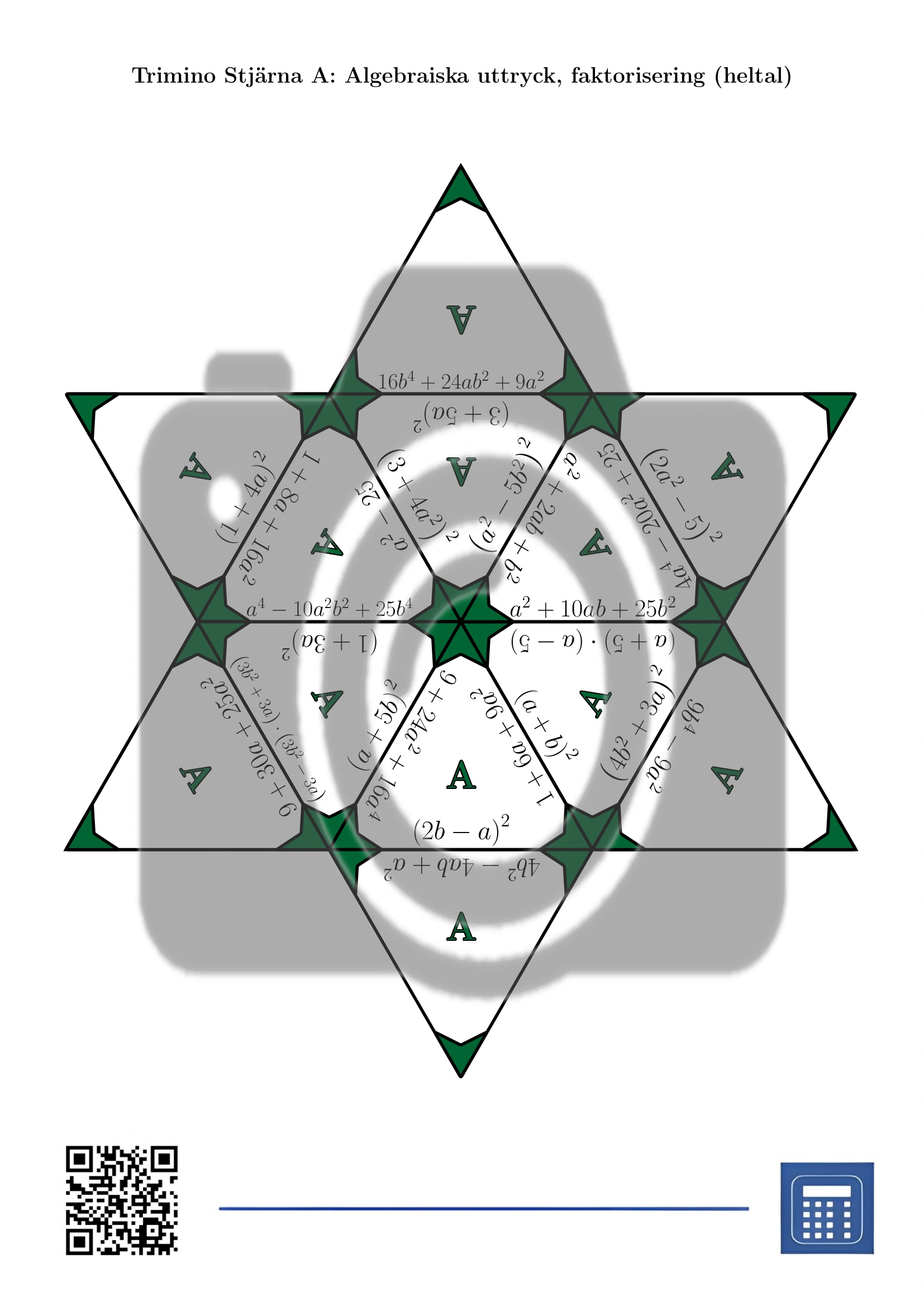 Trimino: Algebraiska uttryck, faktorisering (heltal) - Bild 4