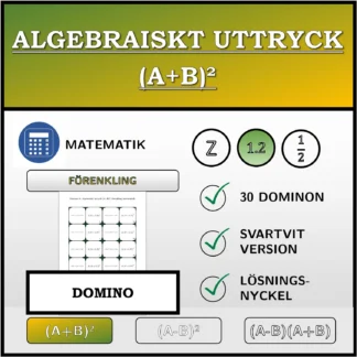 Domino: Algebraiskt uttryck (A+B)², förenkling (decimaltal)