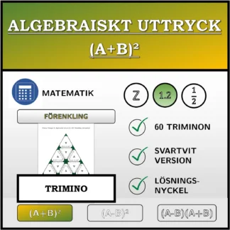 Trimino: Algebraiskt uttryck (A+B)², förenkling (decimaltal)