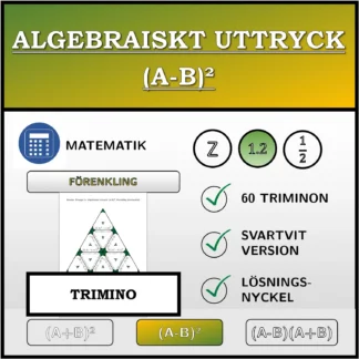 Trimino: Algebraiskt uttryck (A-B)², förenkling (decimaltal)