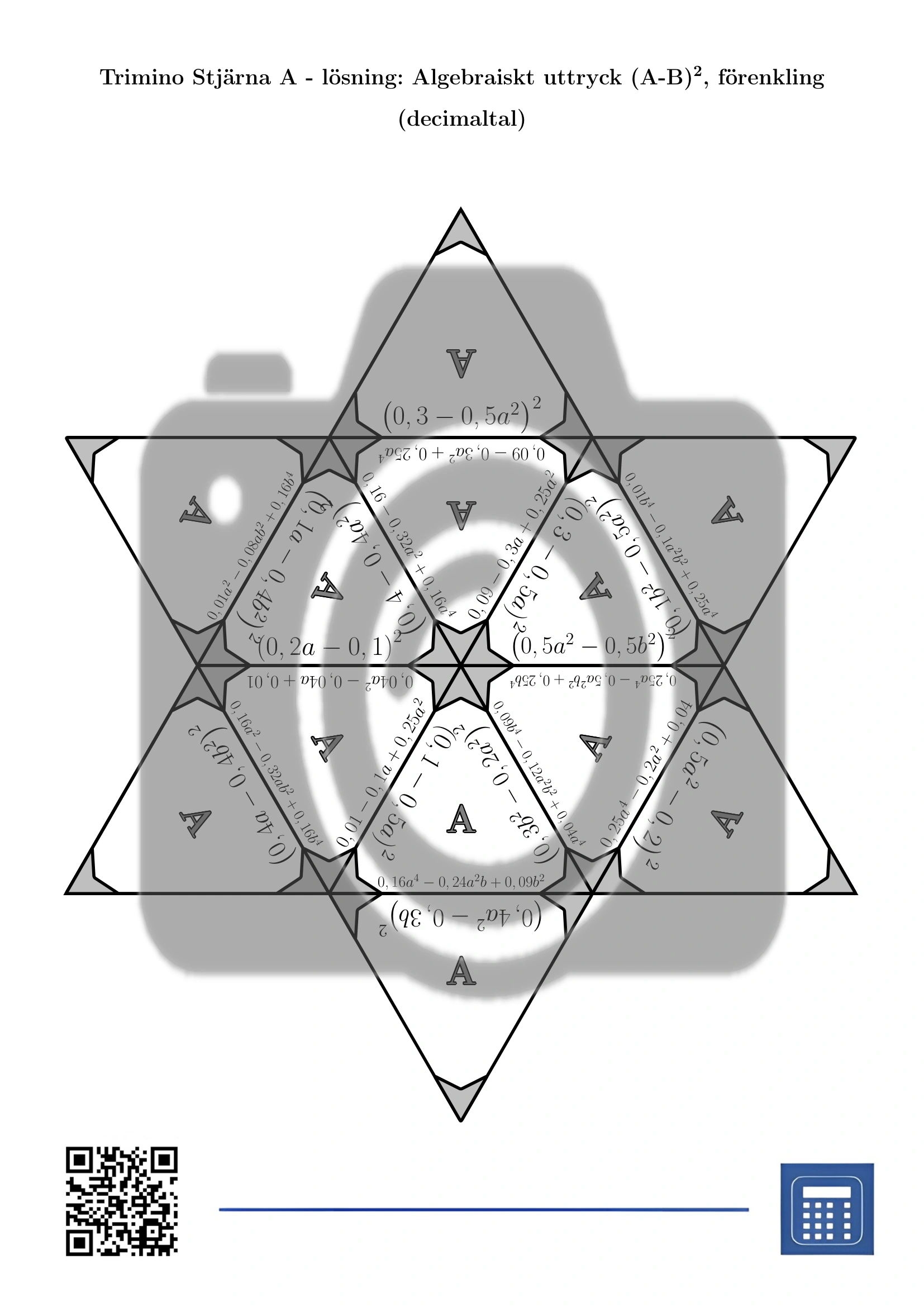 Trimino: Algebraiskt uttryck (A-B)², förenkling (decimaltal) - Bild 7