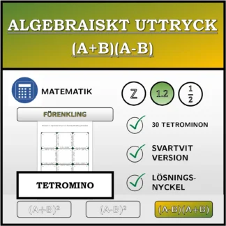 Tetromino: Algebraiskt uttryck (A+B)(A-B), förenkling (decimaltal)