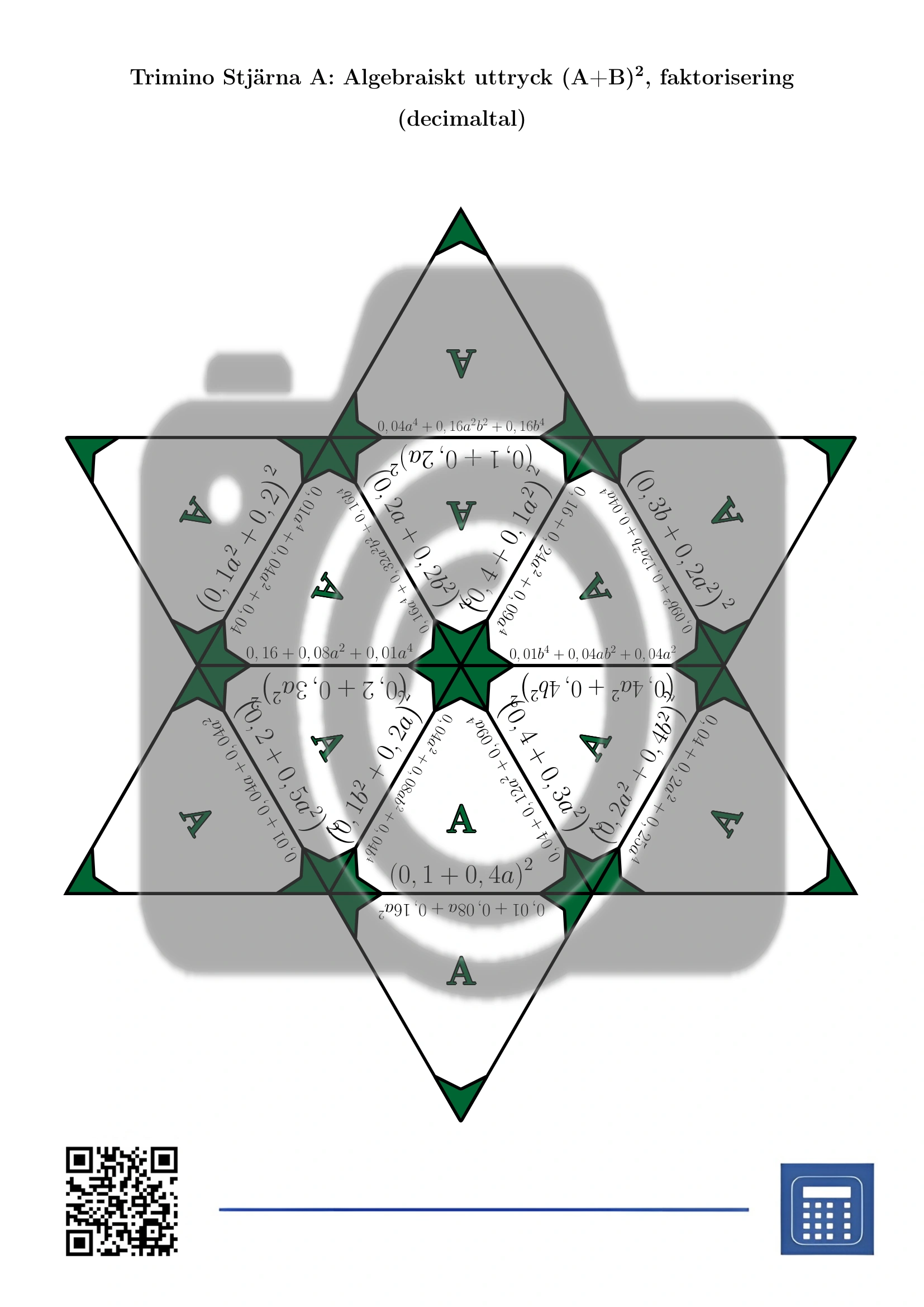 Trimino: Algebraiskt uttryck (A+B)², faktorisering (decimaltal) - Bild 4