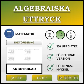 Arbetsblad: Algebraiska uttryck, faktorisering (decimaltal)