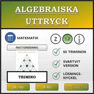 Trimino: Algebraiska uttryck, faktorisering (decimaltal)