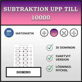 Domino: Subtraktion upp till 10000