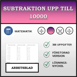 Arbetsblad: Subtraktion upp till 10000