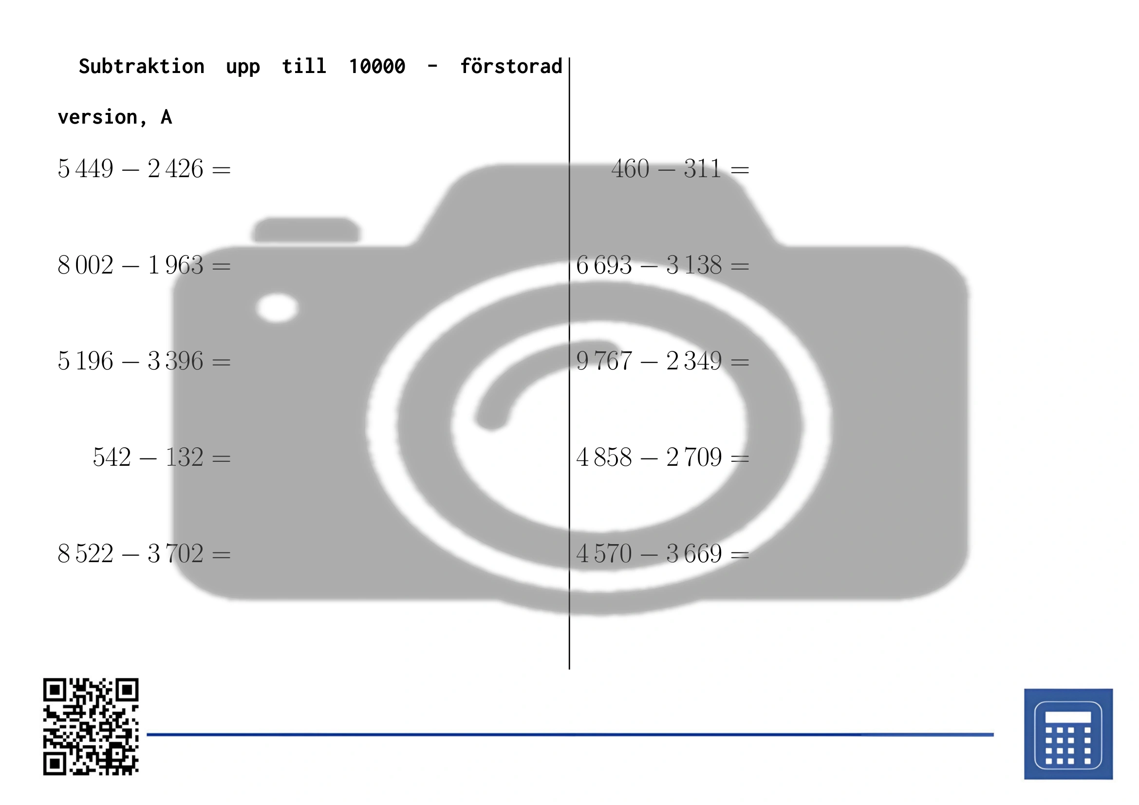 Arbetsblad: Subtraktion upp till 10000 - Bild 3