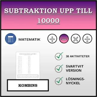 Kombinationsövning: Subtraktion upp till 10000