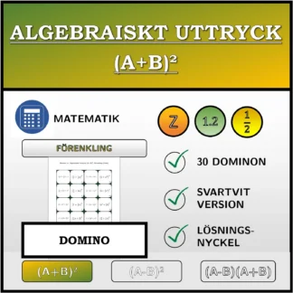 Domino: Algebraiskt uttryck (A+B)², förenkling (bråk)
