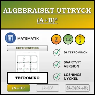 Tetromino: Algebraiskt uttryck (A+B)², faktorisering (bråk)